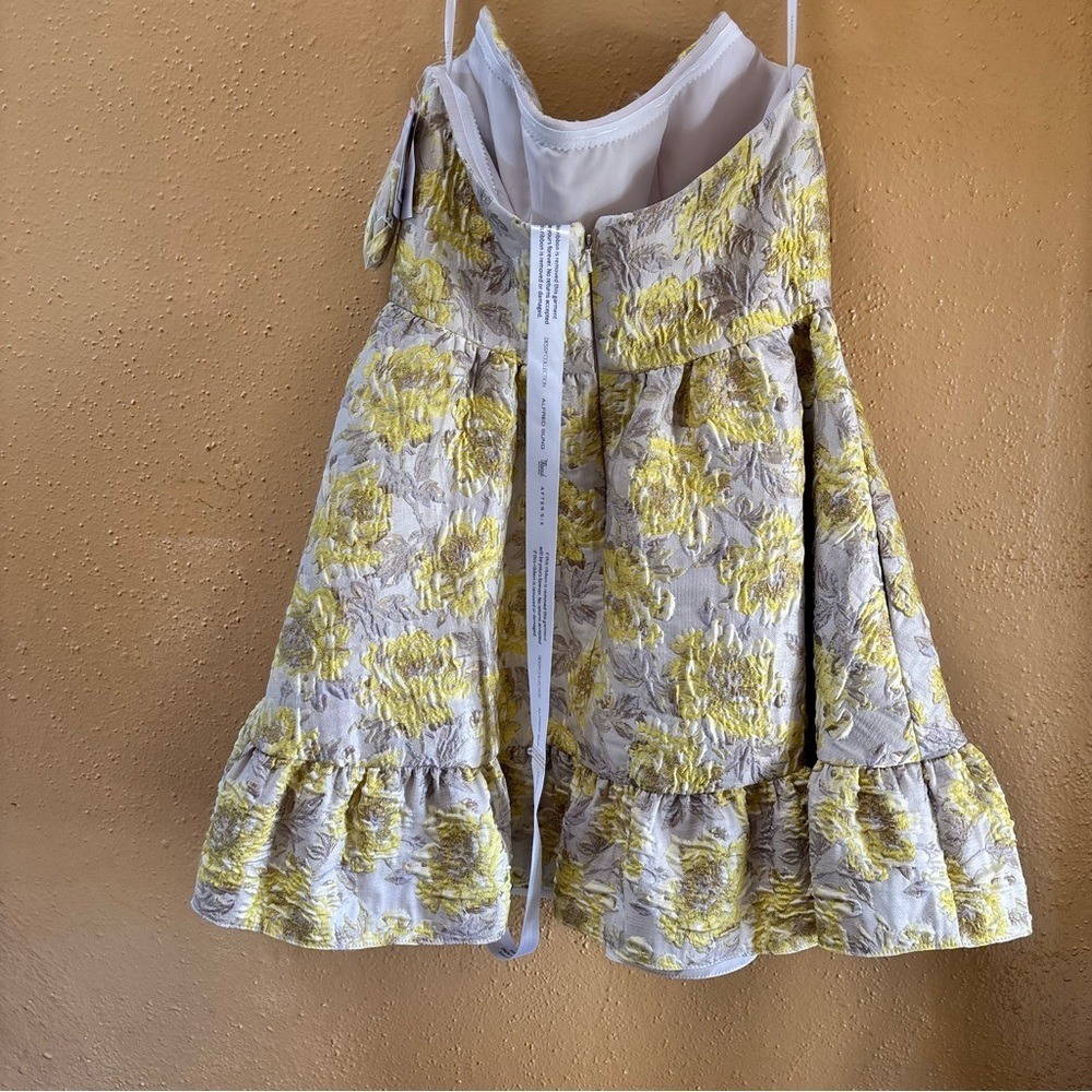 Dessy Collection Goldylwjq Cateye Mini Dress Yellow Floral Brocade 3173GYF 4-R - Picture 6 of 12
